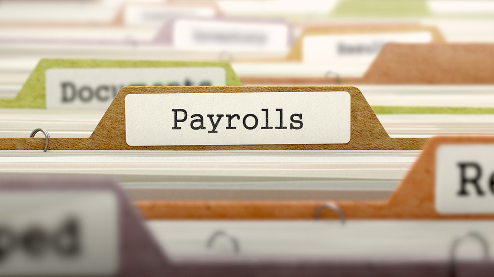 Payrolls - Folder Register Name in Directory. Colored, Blurred Image. Closeup View. 3D Render Payrolls - Folder Register Name in Directory. Colored, Blurred Image. Closeup View. 3D Render